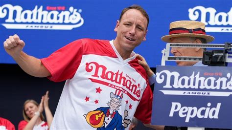 Joey Chestnut shakes off rain delay and defends title at Nathan’s Fourth of July hot dog contest